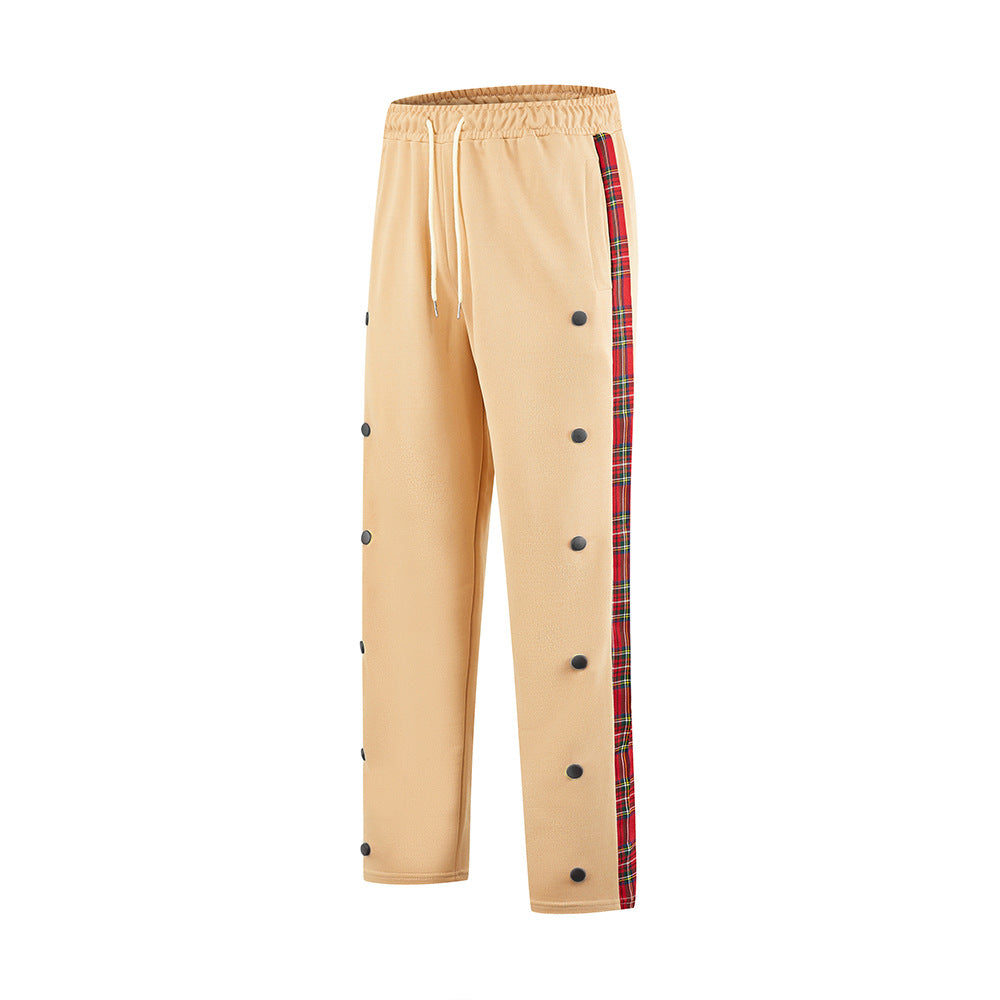 Men's Sporty Jogging Pants with Snap Button Design and Elastic Waistband Skorter