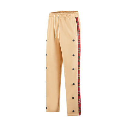 Men's Sporty Jogging Pants with Snap Button Design and Elastic Waistband Skorter