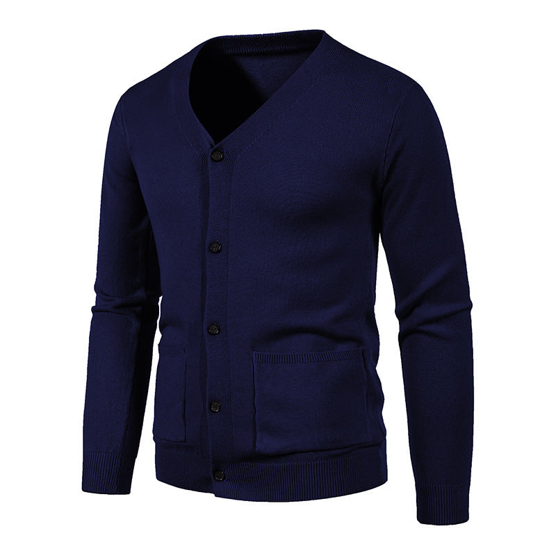 Men's stylish cardigan with V-neck and practical pockets Skorter
