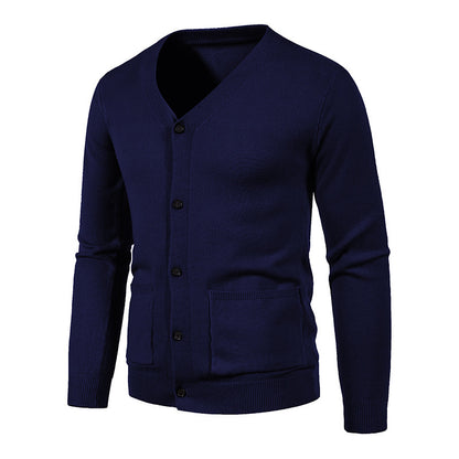Men's stylish cardigan with V-neck and practical pockets Skorter