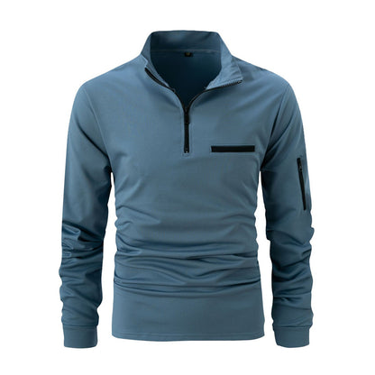 Men's sporty sweater with half zip and practical pockets Skorter