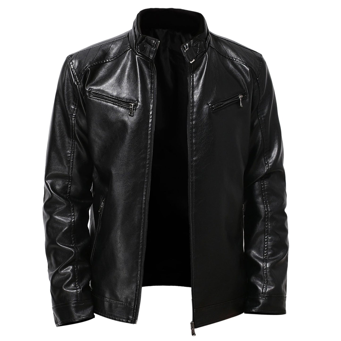 Men's stylish synthetic leather motorcycle jacket in biker style Skorter