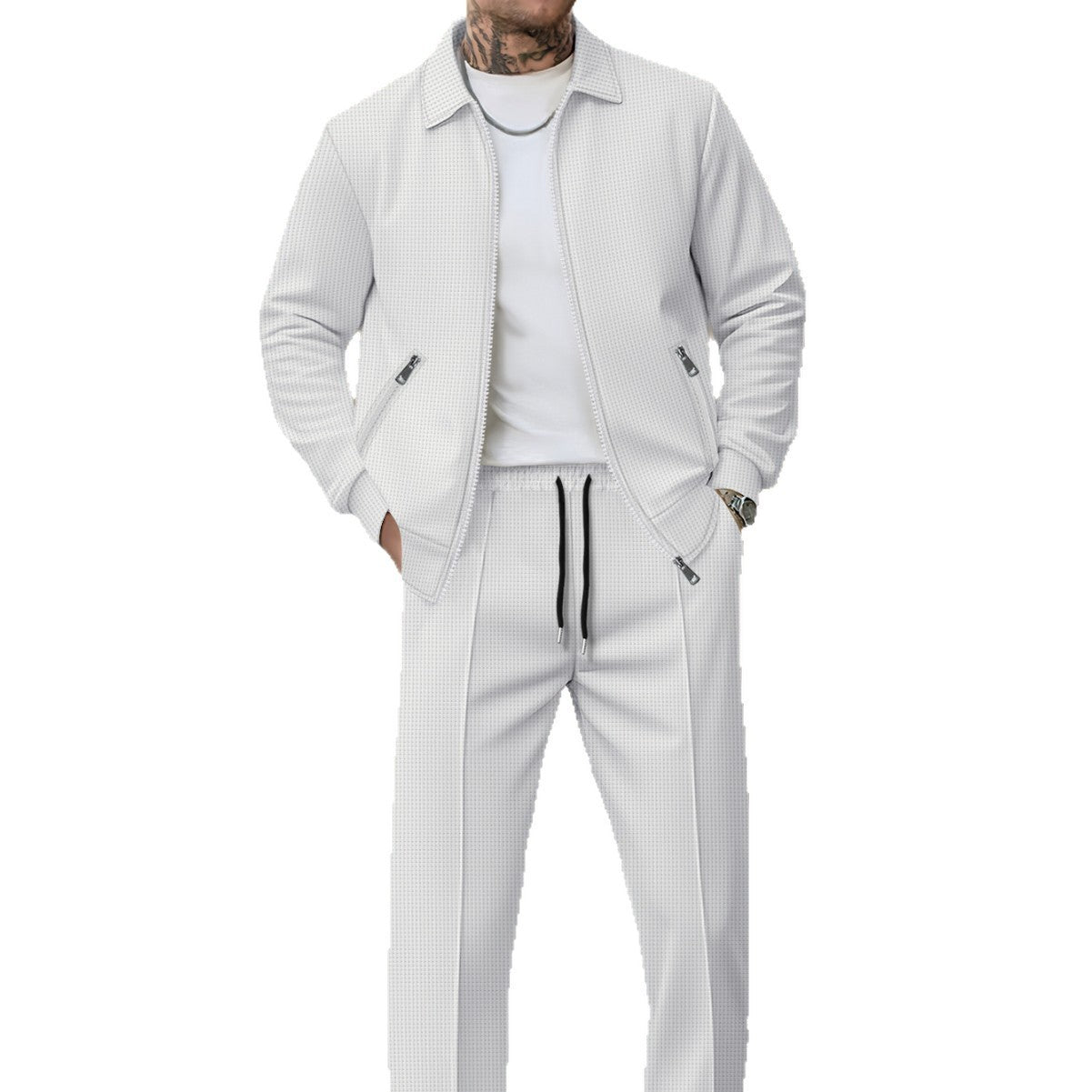 Men's Stylish Casual Pants and Jacket Set Skorter