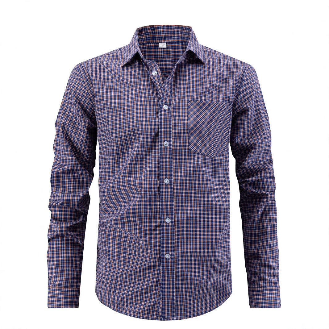 Men's stylish long-sleeved shirt with checked pattern Skorter