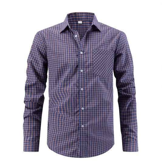 Men's stylish long-sleeved shirt with checked pattern Skorter