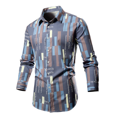 Men's long-sleeve shirt with a stylish striped pattern Skorter