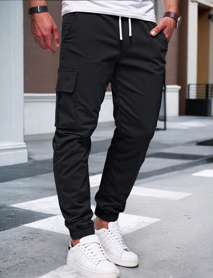 Men's Cargo Joggers with Elastic Waistband and Several Practical Pockets Skorter