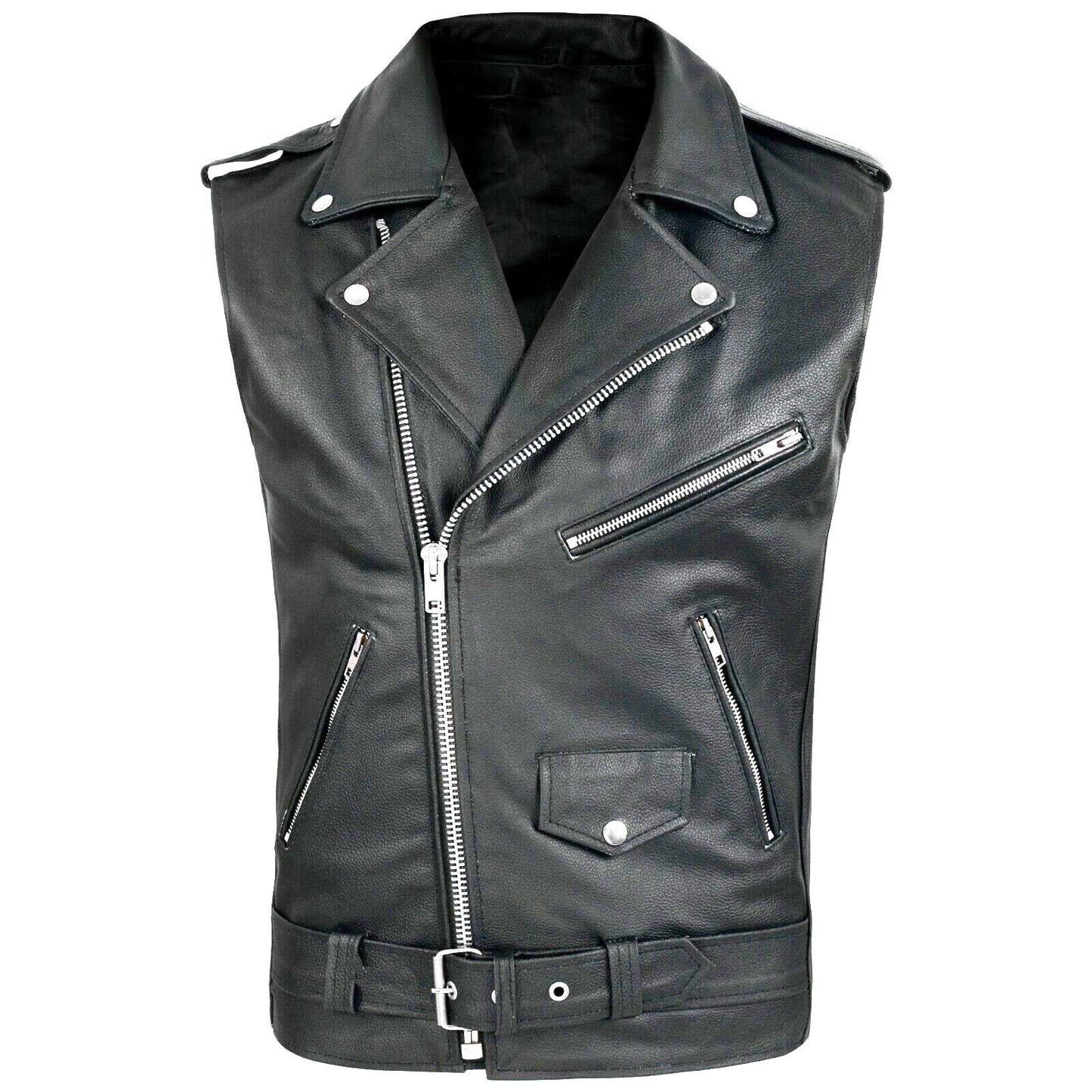 Men's stylish sleeveless biker jacket made of high-quality leather Skorter