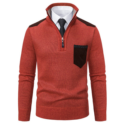 Men's stylish sweater with short zipper and elegant details Skorter