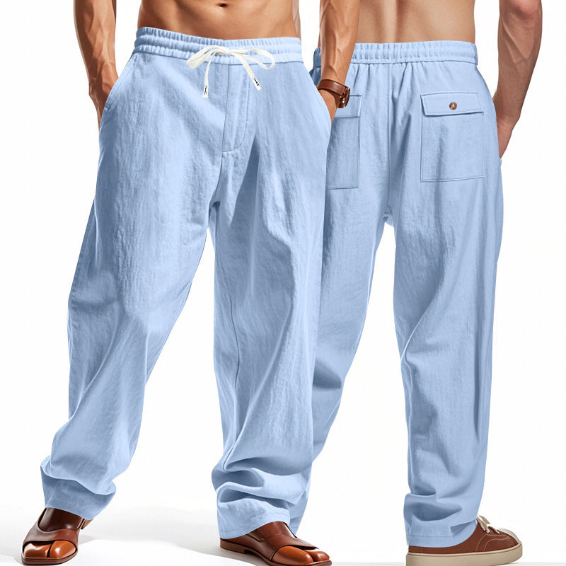 Men's airy leisure pants with elastic waistband and side pockets Skorter