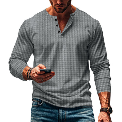 Men's long sleeve shirt with button-down collar and textured design Skorter
