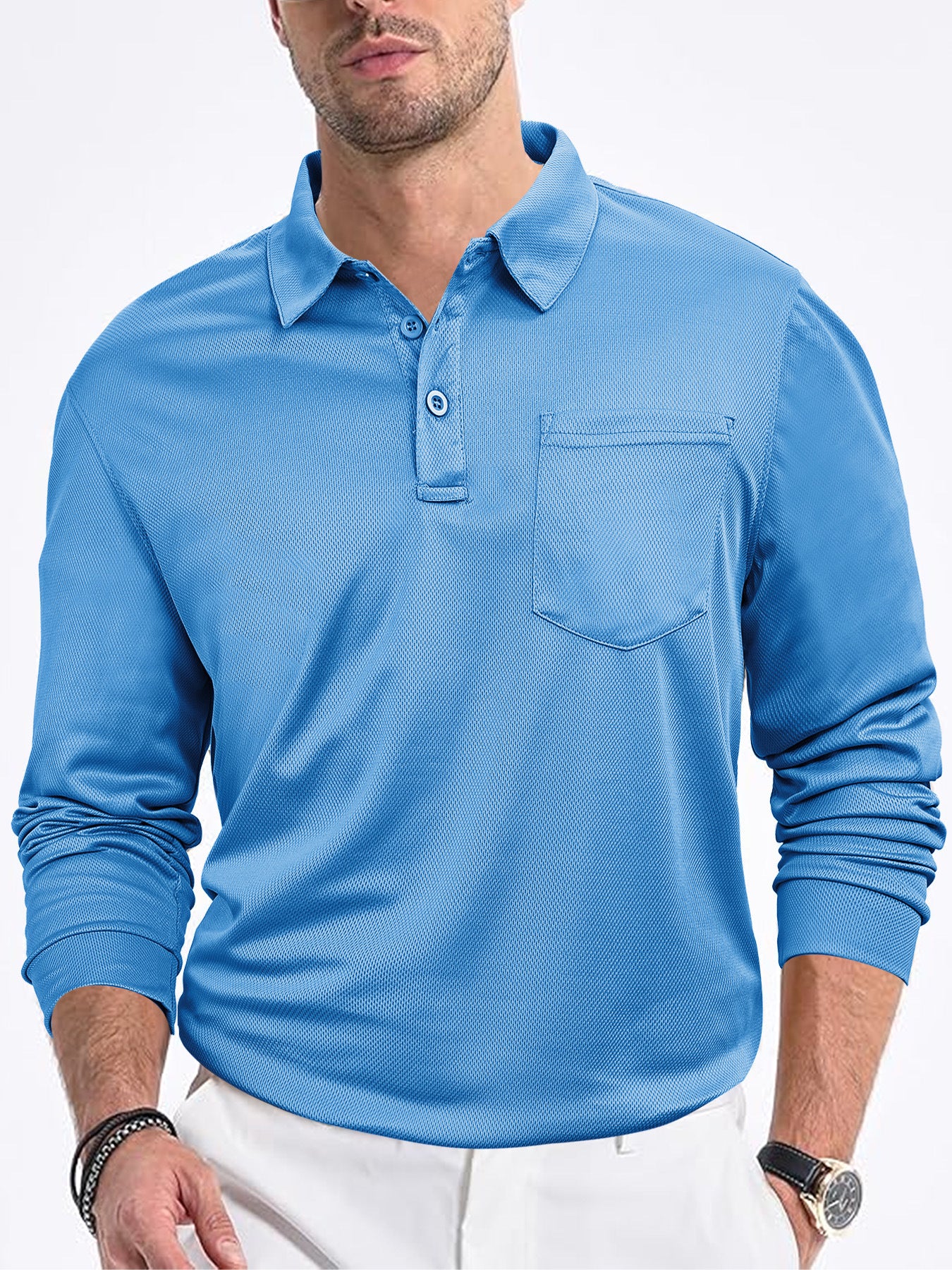 Men's polo shirt with modern structured design and practical chest pocket Skorter