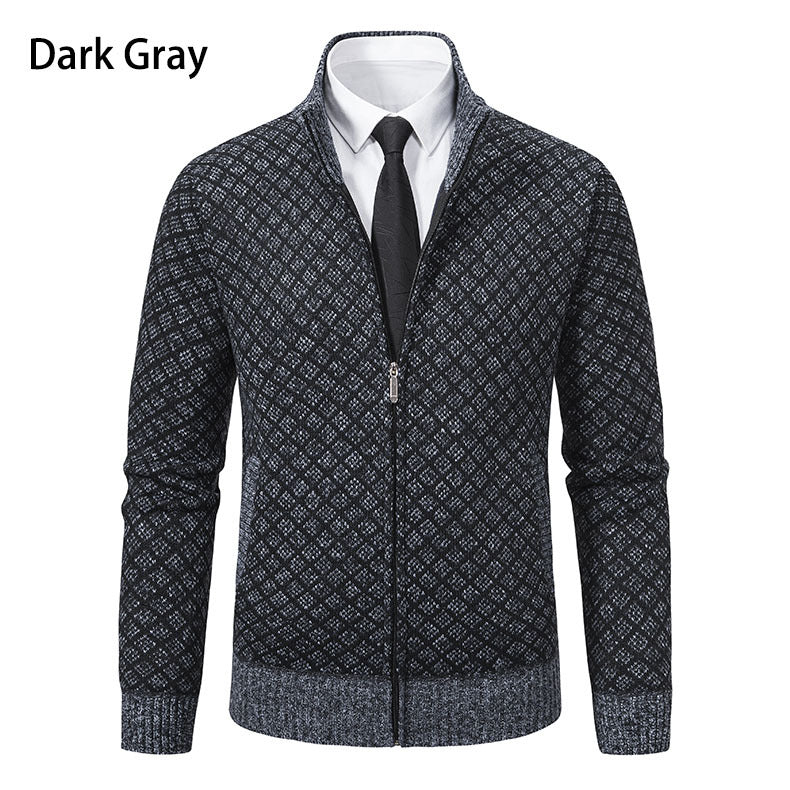Men's zip-up cardigan with modern diamond pattern Skorter
