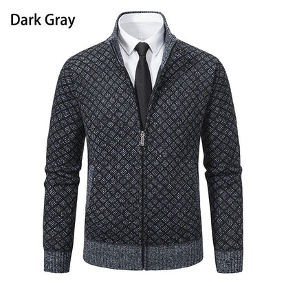 Men's zip-up cardigan with modern diamond pattern Skorter
