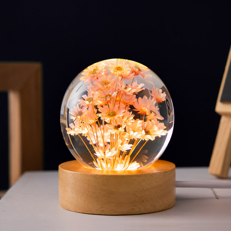 Skorter | Dandelion Glowing Night Light Crystal Ball Eternal Flower Gift Tree Birthday Gift for Girl