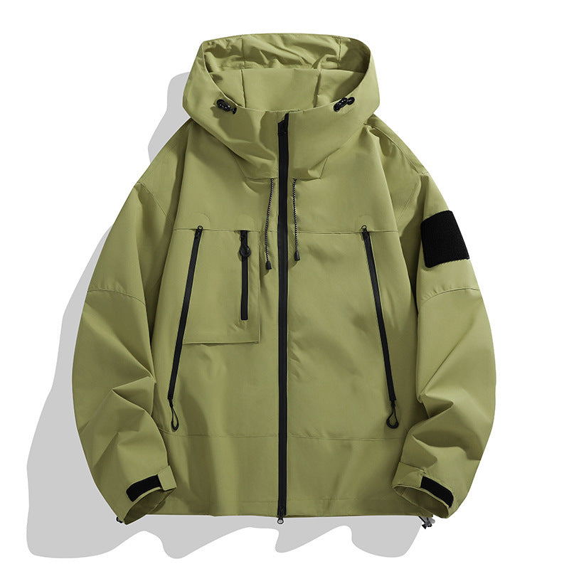 Men's technical outdoor jacket with adjustable hood design and multifunctional pockets Skorter