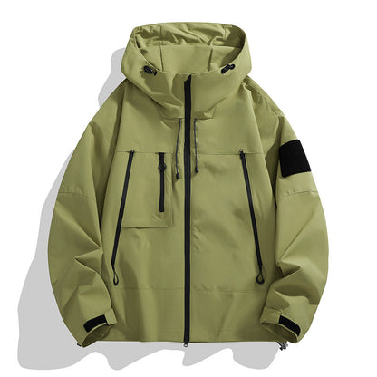 Men's technical outdoor jacket with adjustable hood design and multifunctional pockets Skorter