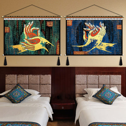 Skorter | Custom Tibetan fabric woven Tibet hanging cloth homestay decoration hotel restaurant living room bedroom headboard fabric painting weave