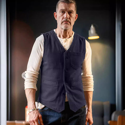 Men's fashionable vest in vintage style with pockets Skorter