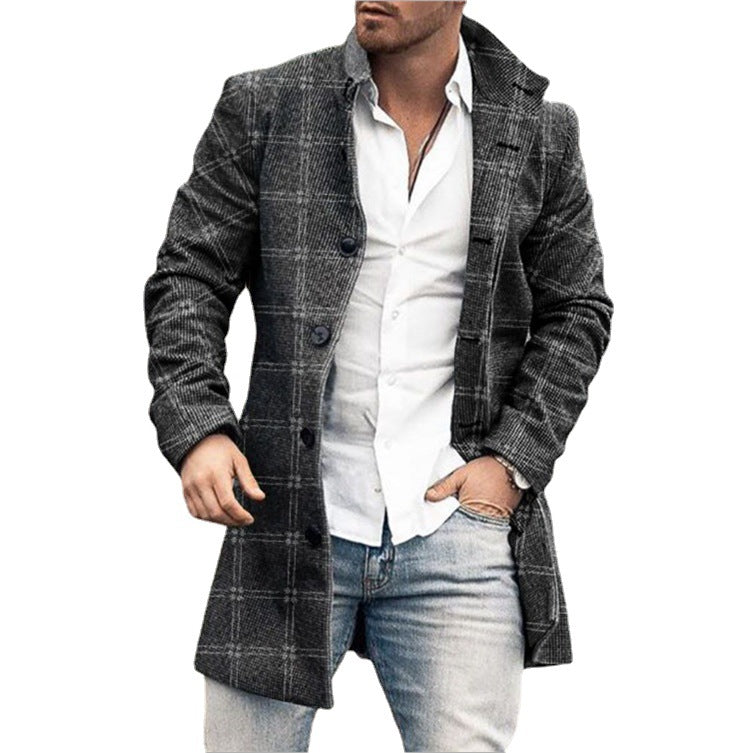 Men's wool coat in modern check design with tailored fit Skorter