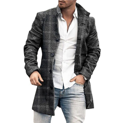 Men's wool coat in modern check design with tailored fit Skorter