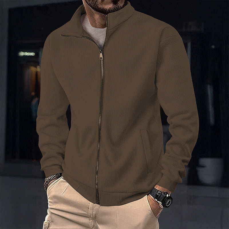 Men's Stylish Jacket with Zipper and High Collar Skorter