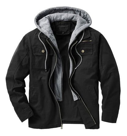 Men's versatile transitional jacket with integrated hood and practical pockets Skorter