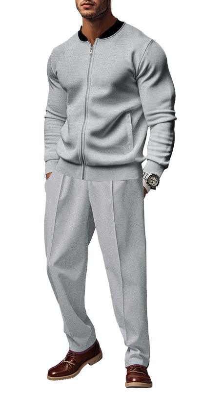 Men's sporty tracksuit with practical pockets and short zipper Skorter
