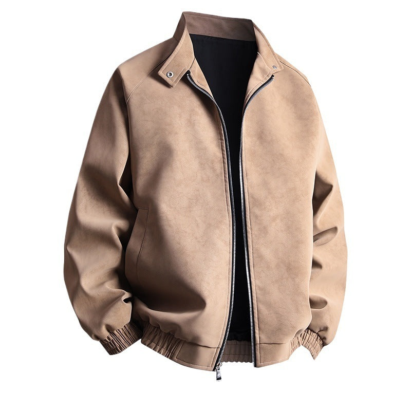 Men's stylish faux leather jacket in a modern design with elastic cuffs Skorter