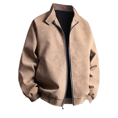 Men's stylish faux leather jacket in a modern design with elastic cuffs Skorter