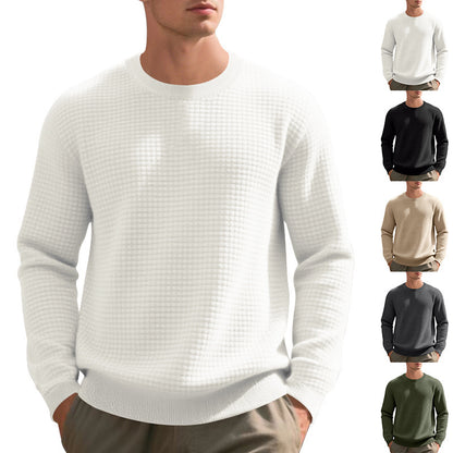 Men's warmer sweater with textured fabric and round neckline Skorter