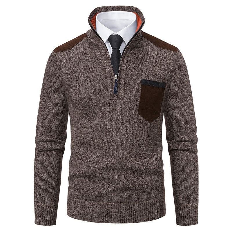 Men's stylish sweater with short zipper and elegant details Skorter
