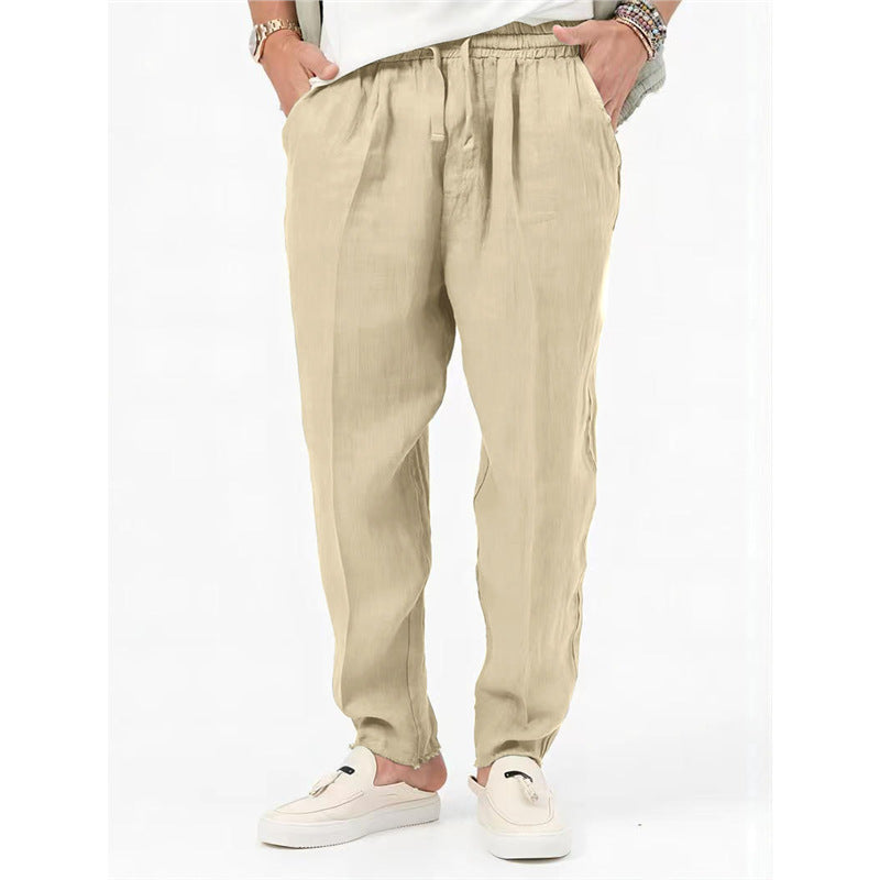 Luftiga sommarbyxor för män med resår i midjan och sidofickor Skorter