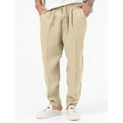 Luftiga sommarbyxor för män med resår i midjan och sidofickor Skorter