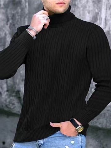 Men's turtleneck sweater with textured knit pattern Skorter