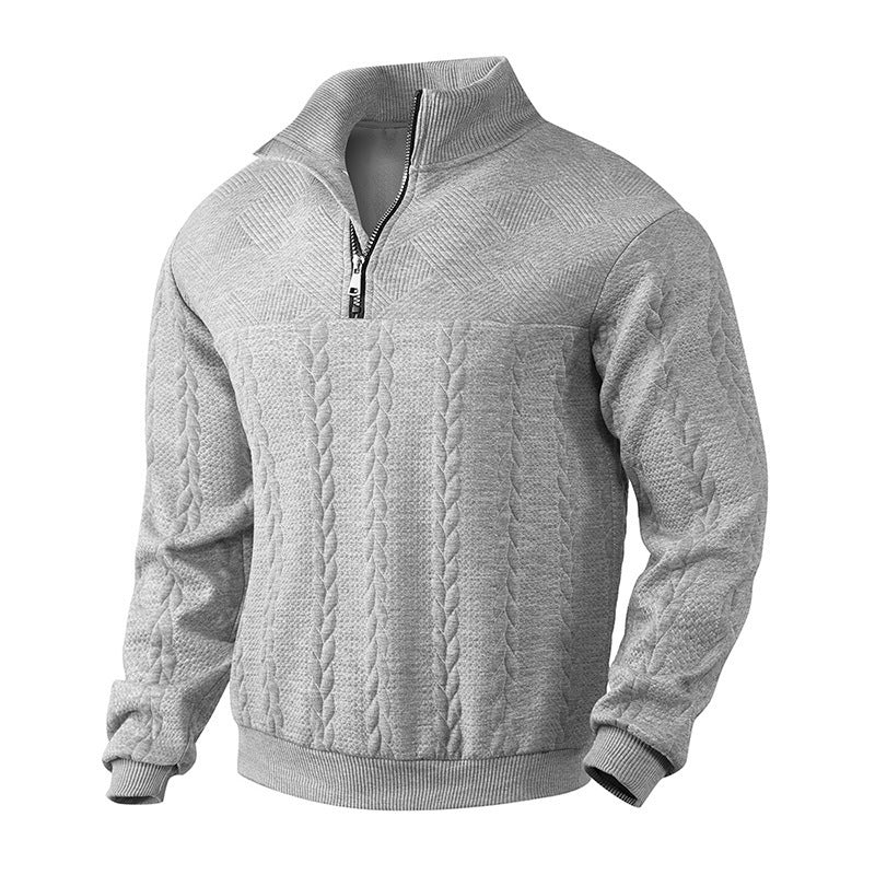 Men's Stand Collar Sweater with Textured Design Skorter