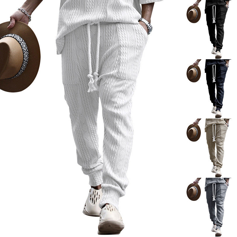 Men's chunky knit leisure suit with elastic waistband and side pockets Skorter