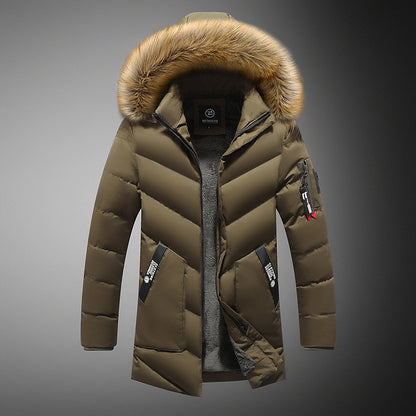Men's padded winter jacket with removable faux fur collar and practical pockets Skorter