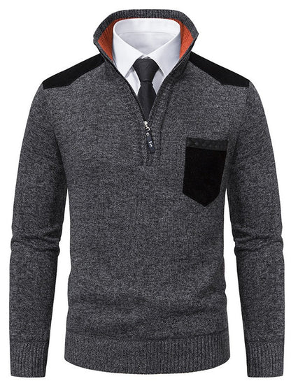 Men's stylish sweater with short zipper and elegant details Skorter