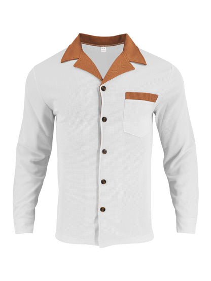 Men's stylish long-sleeve shirt with textured design and practical chest pocket Skorter
