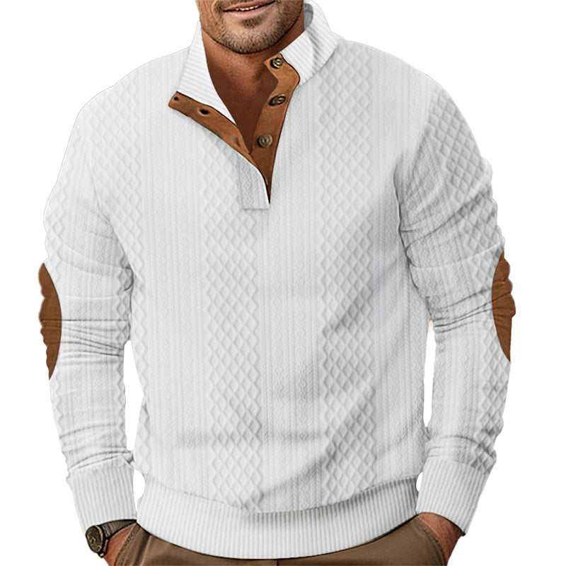 Men's stylish knit sweater with modern button design and textured fabric Skorter