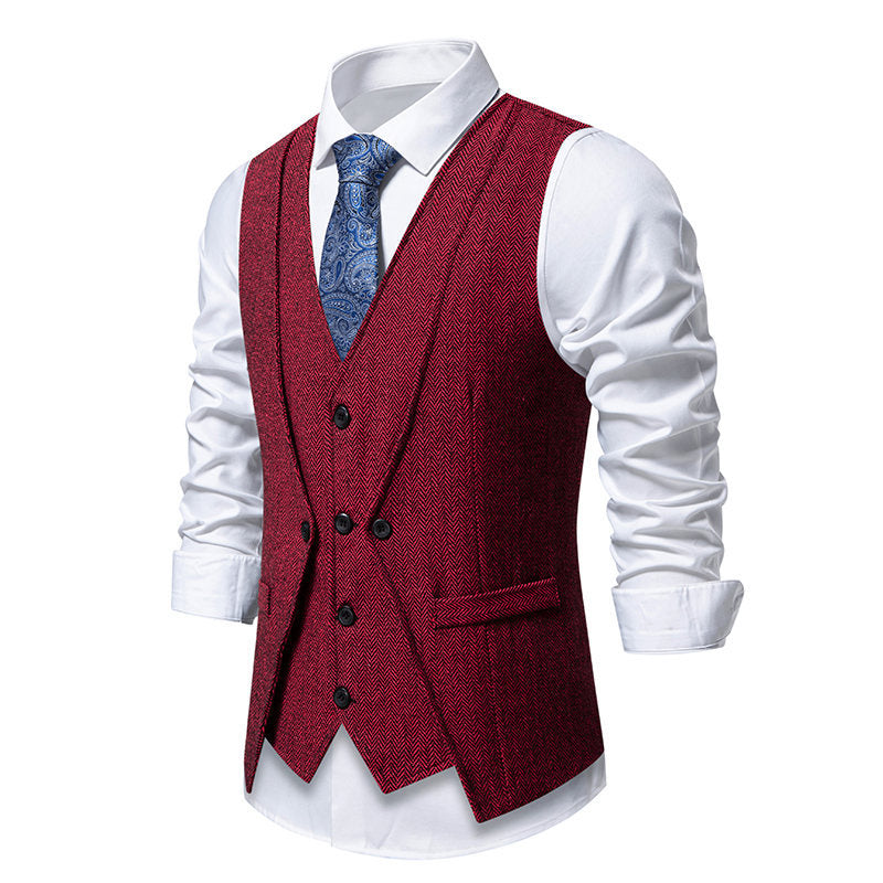 Men's suit vest in elegant herringbone design with practical pockets Skorter