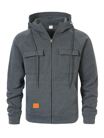 Men's Stylish Hooded Jacket with Practical Pockets and Zipper Skorter