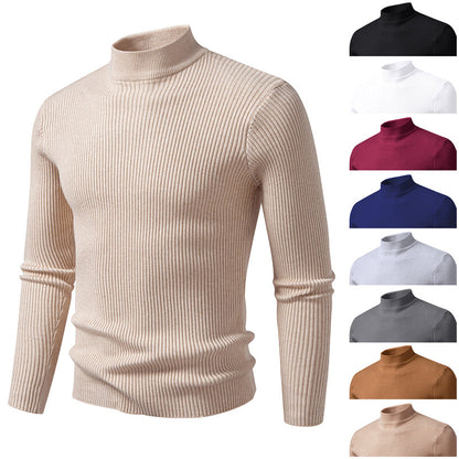Men's turtleneck sweater made of high-quality stretch wool with ribbed texture Skorter