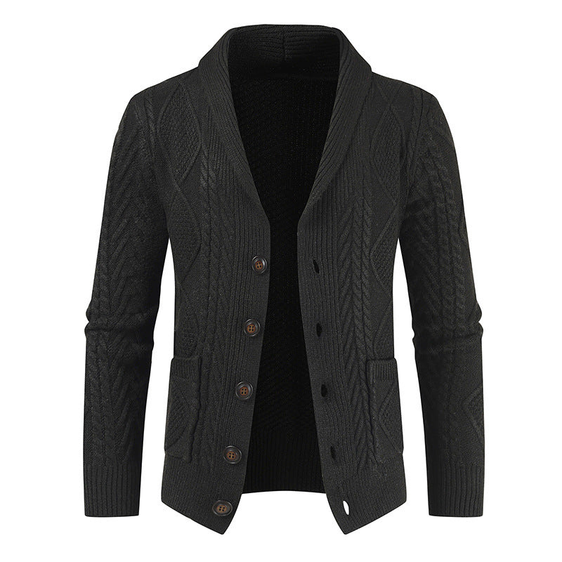 Men's cardigan with modern cable pattern and stylish shawl collar Skorter