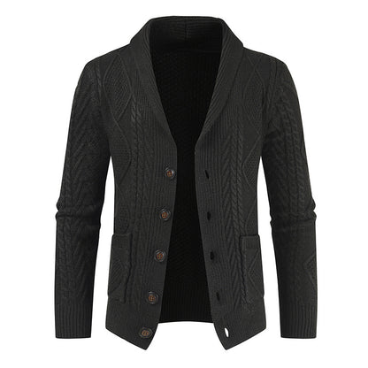 Men's cardigan with modern cable pattern and stylish shawl collar Skorter