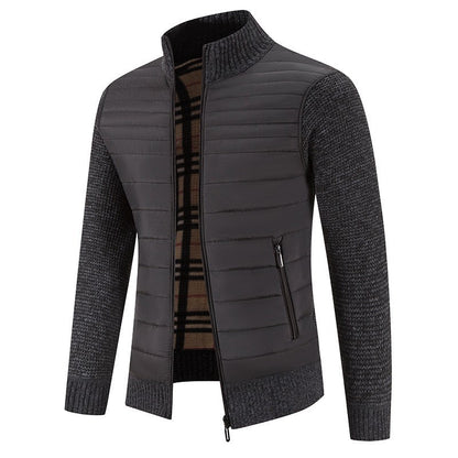 Men's quilted jacket with modern knit sleeves and high collar Skorter