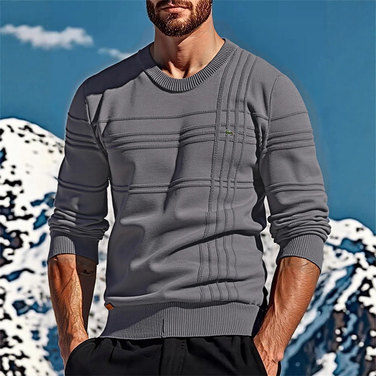 Men's stylish knitted sweater with unique texture details Skorter