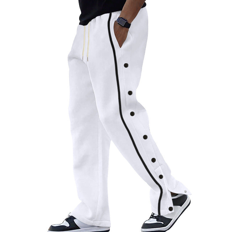 Men's Sporty Training Pants with Side Snap Button Details Skorter