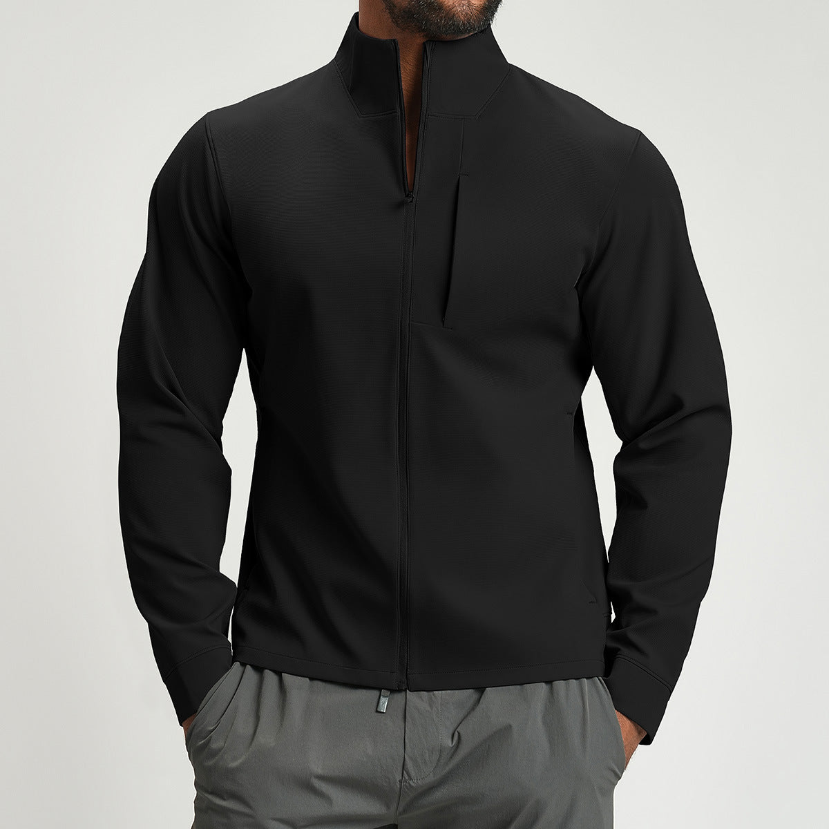 Men's Breathable Hybrid Jacket with High Collar Skorter